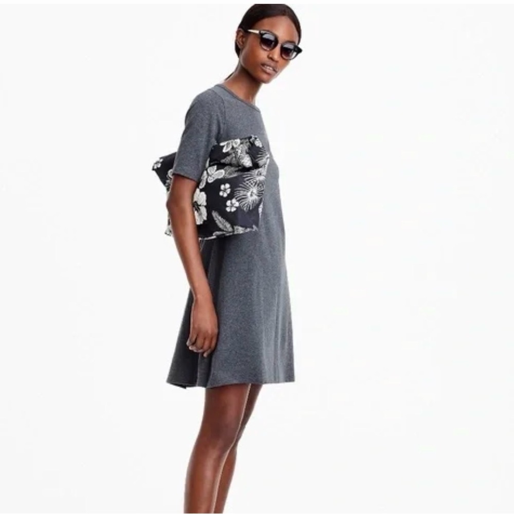 J Crew T-Shirt Dress Cotton Gray Short Sleeve Size Large Knit Dress